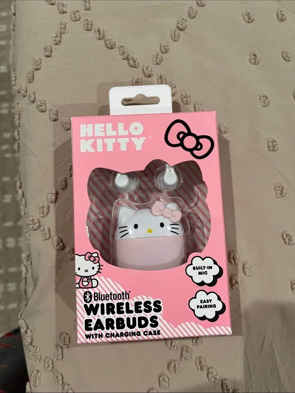 Hello Kitty Pink Wireless Bluetooth Earbuds with Character Charging Case